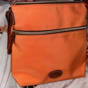 Dooney and Burke NWOT Orange Crossbody Shoulder Bag with Front Zip Pocket